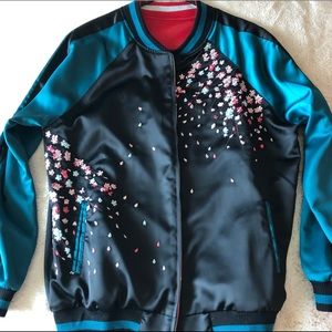 SOLD**Men’s/Women’s Reversible Satin Bomber Jacket